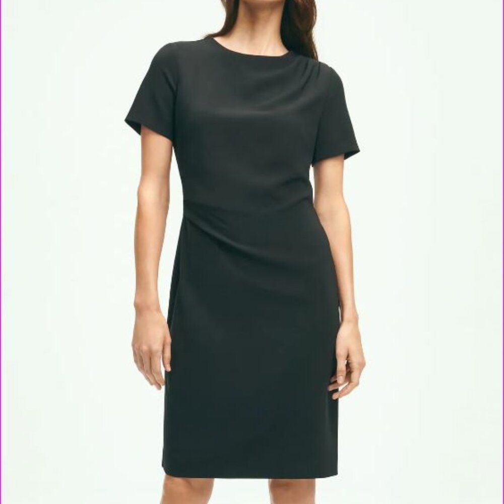 / Brooks Brothers Short-Sleeve Fine Twill Crepe Red Dress Classy Minimalist US 8